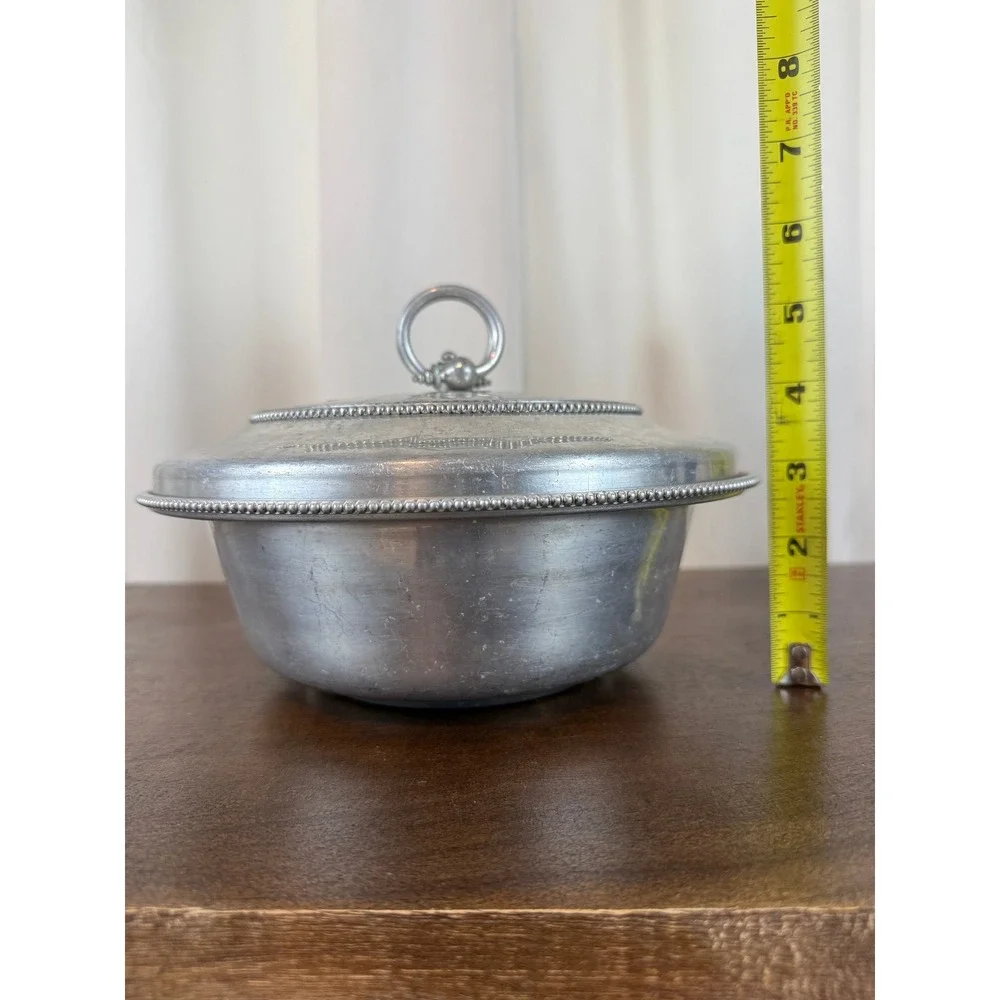VTG 1960s BW Buenilum Hammered Aluminum‎ Covered Casserole Dish w/Lid 8 5/8